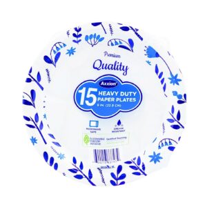 15ct 9" Heavy Duty Printed Paper Plates 'Axxion'