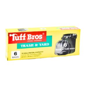 6ct 33 Gallon Black Trash Bag 'Tuff Built'