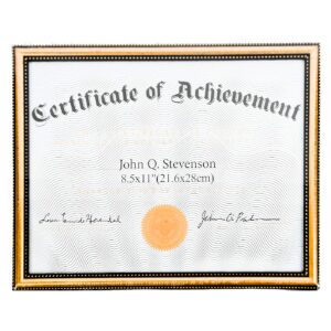 8.5" x 11" Certificate Frame w/ Gold Trim
