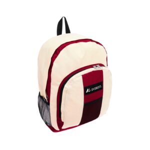 Medium Backpack w/ Front & Side Pockets 'Everest' (Burgundy / Beige) [ZERO RATED]