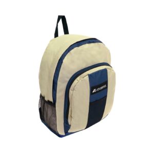 Medium Backpack w/ Front & Side Pockets 'Everest' (Navy / Khaki) [ZERO RATED]