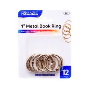 12pk 1" Metal Book Rings 'Bazic'