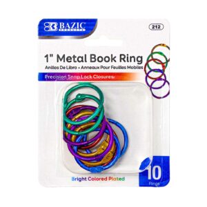 10pk 1" Assorted Color Metal Book Rings 'Bazic'