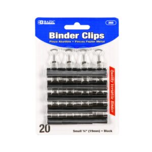 20pk 3/4" (19mm) Small Black Binder Clip 'Bazic'