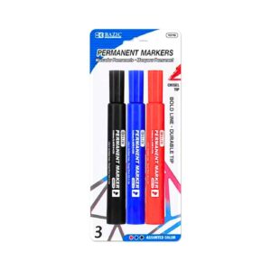 3pk Asst Color Chisel Tip Jumbo Permanent Marker 'Bazic'
