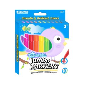 10pk Classic Color Broad Line Jumbo Washable Markers 'Bazic'