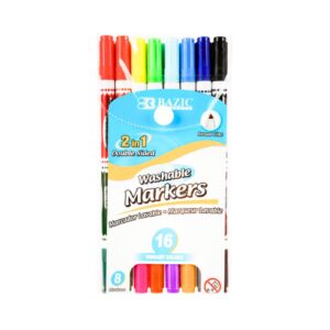 8pk Double-Tip Washable Markers 'Bazic'
