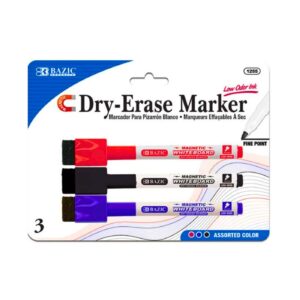 3pk Assorted Color Magnetic Dry Erase Marker 'Bazic'