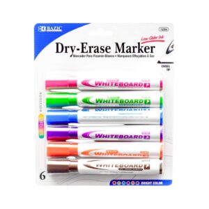 6pk Asst Bright Color Chisel Tip Dry Erase Marker 'Bazic'