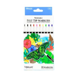 10pk Felt Tip Washable Markers 'Bazic'