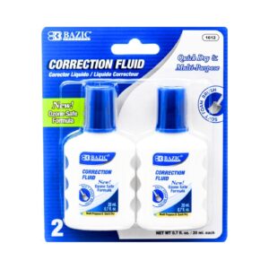 2pk 20ml / 0.7 fl oz Correction Fluid w/ Foam Brush 'Bazic'