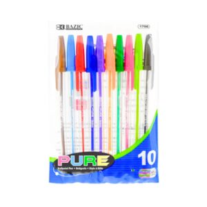 10pk 'Pure' Neon Color Stick Pen 'Bazic'