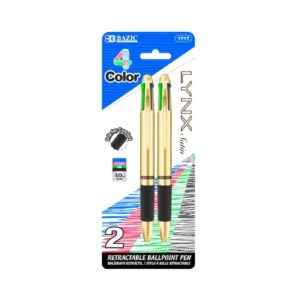 2pk 4-Color Lynx Satin Top Pen w/ Cushion Grip 'Bazic'