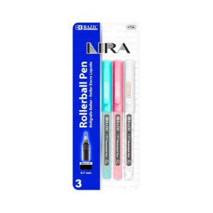 3pk Lira Black Ink Rollerball Pen 'Bazic'