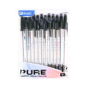 12pk 'Pure' Black Stick Pen 'Bazic'