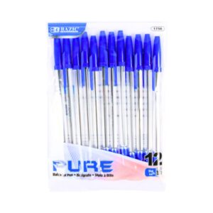 12pk 'Pure' Blue Stick Pen 'Bazic'