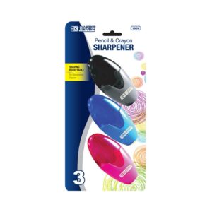 3pk 'Xtreme' Oval Sharpener w/ Receptacle 'Bazic'