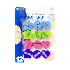 12pk Fun Shaped Pencil Sharpener 'Bazic'