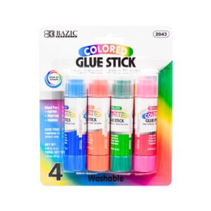 4pk 8g / 0.28oz Washable Colored Glue Stick 'Bazic'