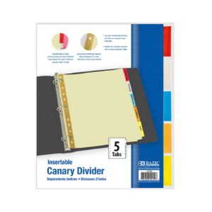 Canary Paper Dividers w/ 5-Insertable Color Tabs 'Bazic'