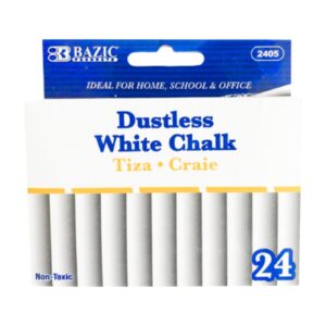 24pc Dustless White Chalk in Box 'Bazic'