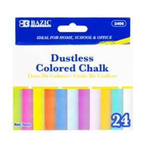 24pc Dustless Assorted Color Chalk in Box 'Bazic'