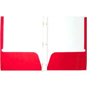 2-Pocket Asst Color Paper Portfolio w/ 3-Prong Fastener 'Bazic'