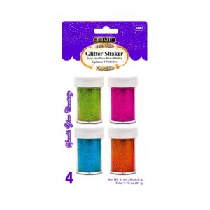 8g / 0.28oz 4pk Neon Color Glitter Shaker 'Bazic'