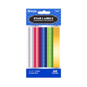 Assorted Color Foil Star Stickers 'Bazic' (660pk or 432pk)