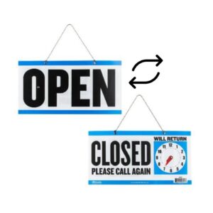 6" x 11.5" 'Closed' Clock Sign w/ 'Open' Sign on Back