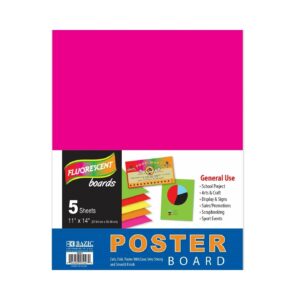 5pk 11" x 14" Multicolor Fluorescent Poster Board 'Bazic'
