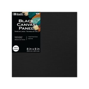 8" x 8" Black Color Canvas Panel 'Bazic'