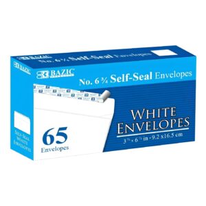 65pk #6 3/4 Self-Seal White Envelope 'Bazic'