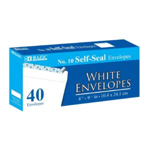 40pk (#10) Large Self-Seal White Envelope 'Bazic'