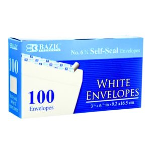 100pk #6 3/4 Self-Seal White Envelope 'Bazic'