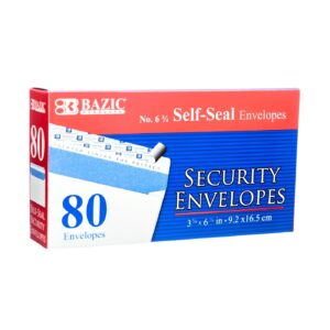 80pk #6 3/4 Self-Seal Security Envelope 'Bazic'
