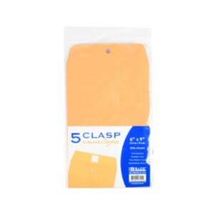 5pk 6" x 9" Clasp Envelope 'Bazic'