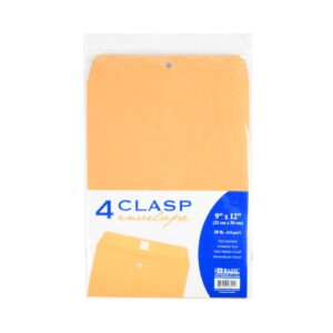 4pk 9" x 12" Clasp Envelope 'Bazic'
