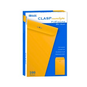 100pk 9" x 12" Clasp Envelope 'Bazic'