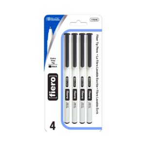 4pk Fiero Black Fiber Tip Fineliner Pen 'Bazic'