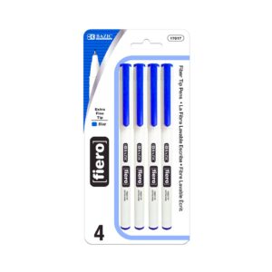 4pk Fiero Blue Fiber Tip Fineliner Pen 'Bazic'