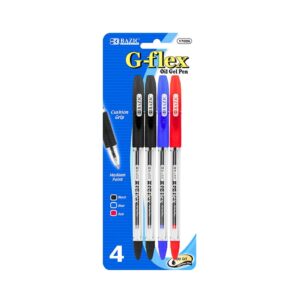 4pk G-Flex Assorted Color Oil-Gel Ink Pen w/ Cushion Grip 'Bazic'