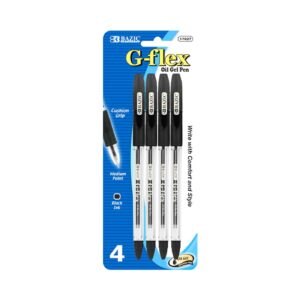 4pk G-Flex Black Oil Gel Ink Pen w/ Cushion Grip 'Bazic'