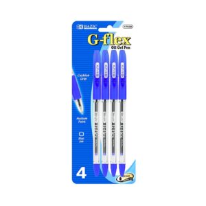 4pk G-Flex Blue Oil Gel Ink Pen w/ Cushion Grip 'Bazic'