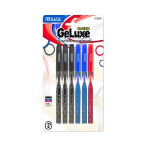 6pk GeLuxe Assorted Color Gel Roller Pen 'Bazic'