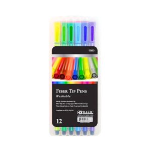 12pk Color Washable Fiber Tip Pen 'Bazic'