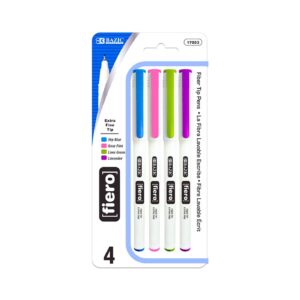 4pk Fiero Asst Color Fiber Tip Fineliner Pen 'Bazic'