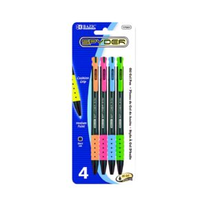 4pk Spyder Retractable Oil-Gel Ink Pen 'Bazic'