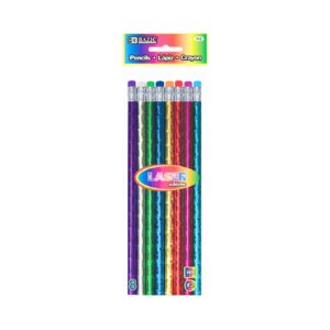 8pk Metallic Laser Foil Wood Pencil w/ Eraser 'Bazic' [ZERO RATED]