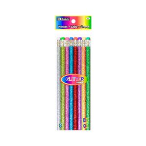 8pk Metallic Glitter Wood Pencil w/ Eraser 'Bazic' [ZERO RATED]